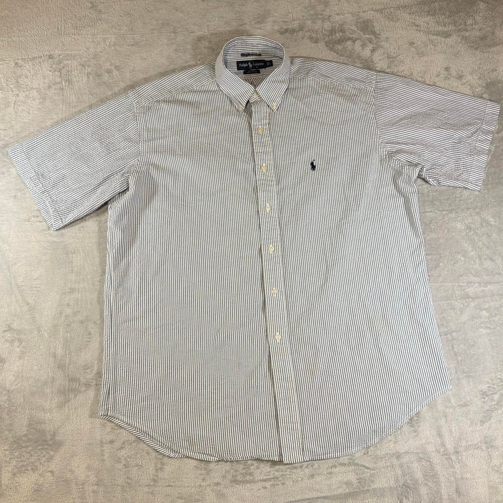 90s Vintage Ralph Lauren Blake Button-Up Shirt | Blue & White Stripe | Large